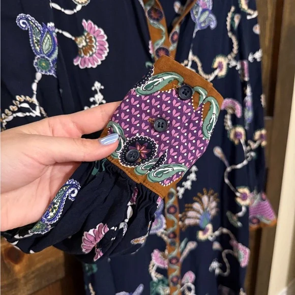 LOFT Navy Maxi Dress with Multicolor Floral Paisley Print - Picture 2 of 7